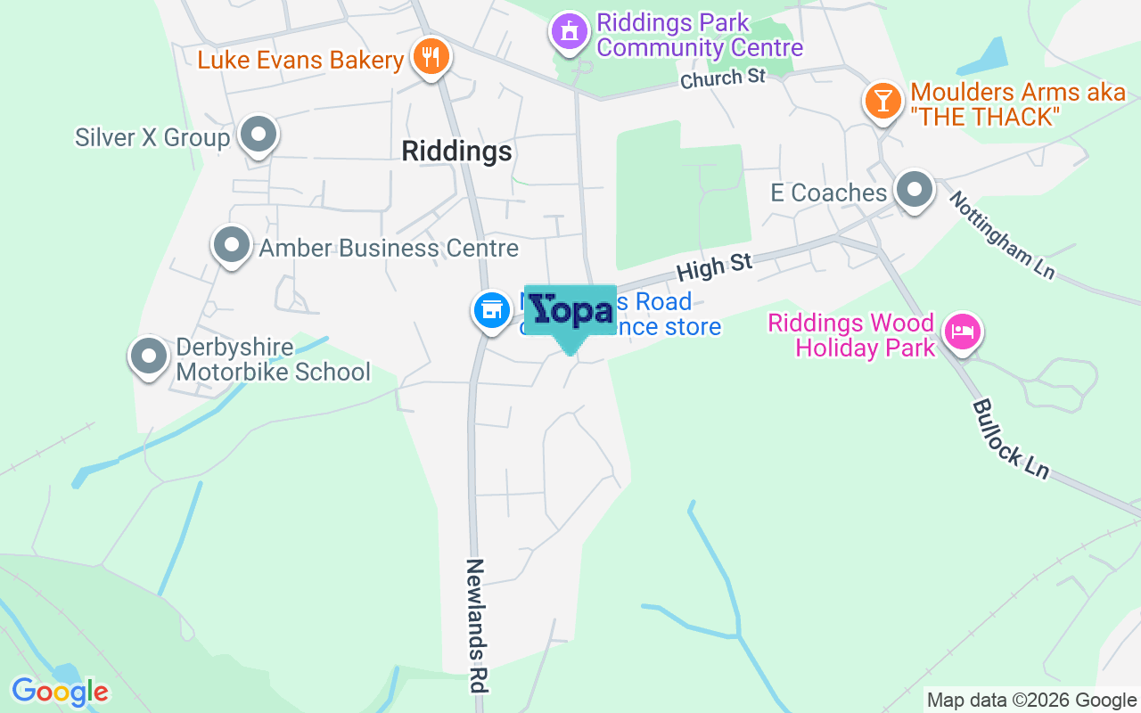 Map showing the location of DE55 4FD