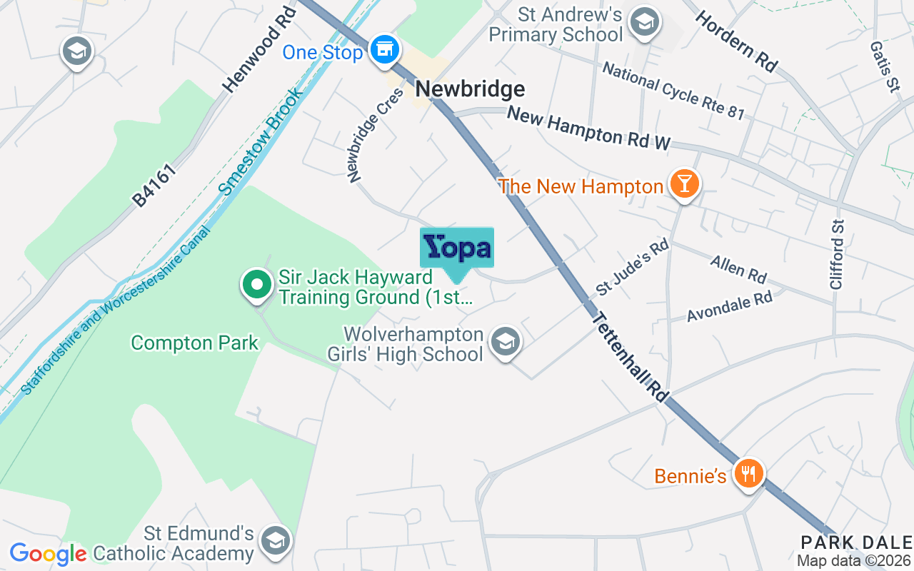 Map showing the location of WV6 0LS