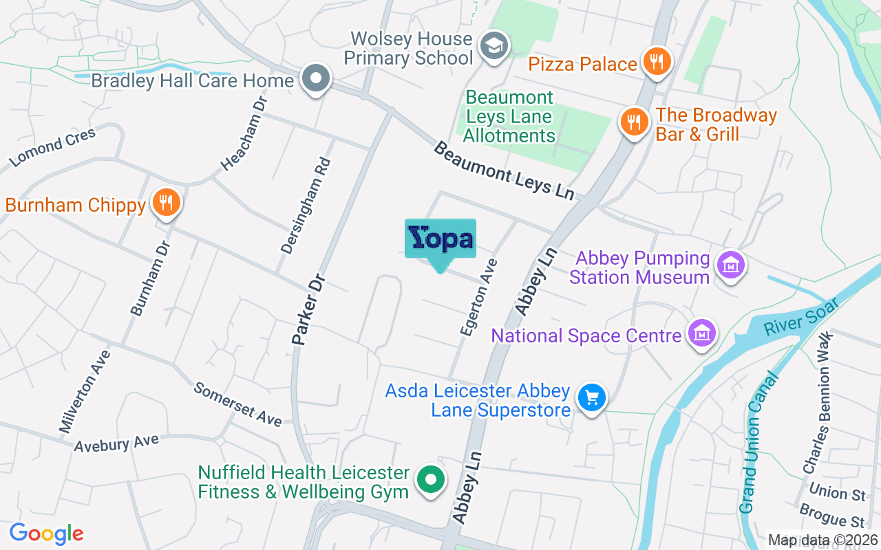 Map showing the location of LE4 0ED