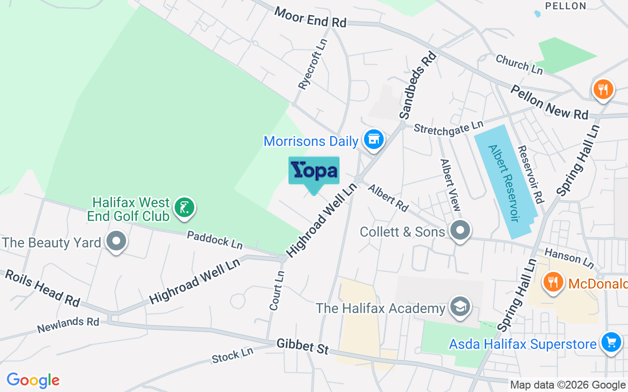 Map showing the location of HX2 0LX