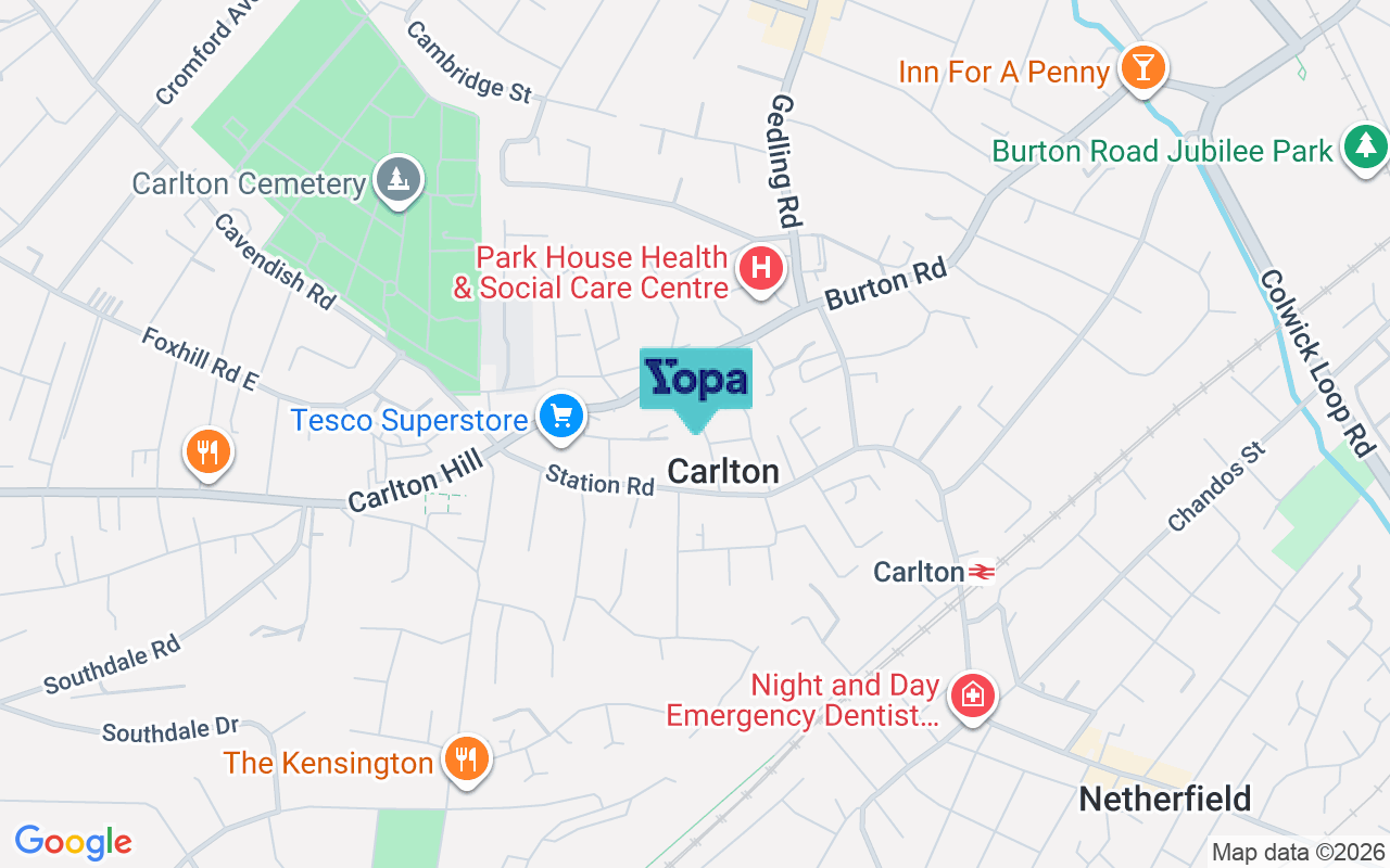 Map showing the location of NG4 3DE
