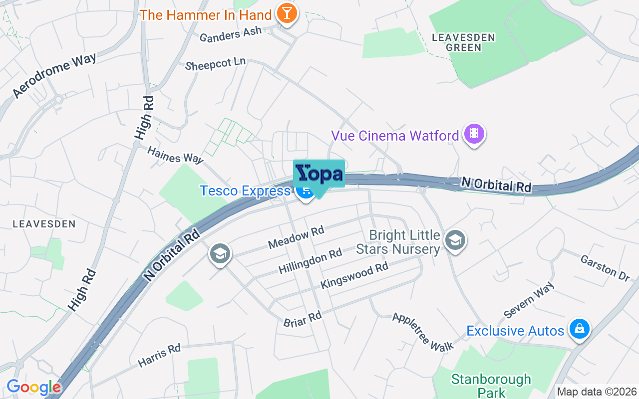 Map showing the location of WD25 0EL