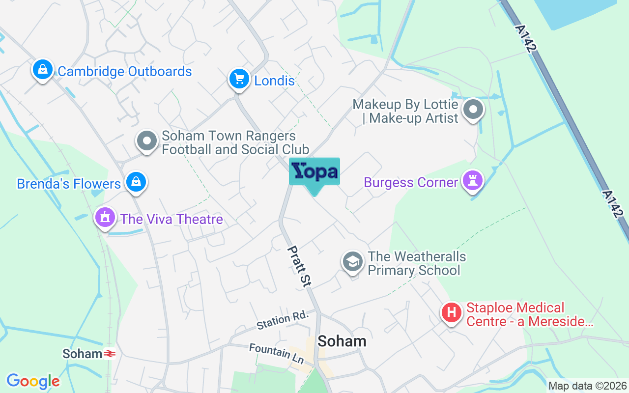 Map showing the location of CB7 5BT