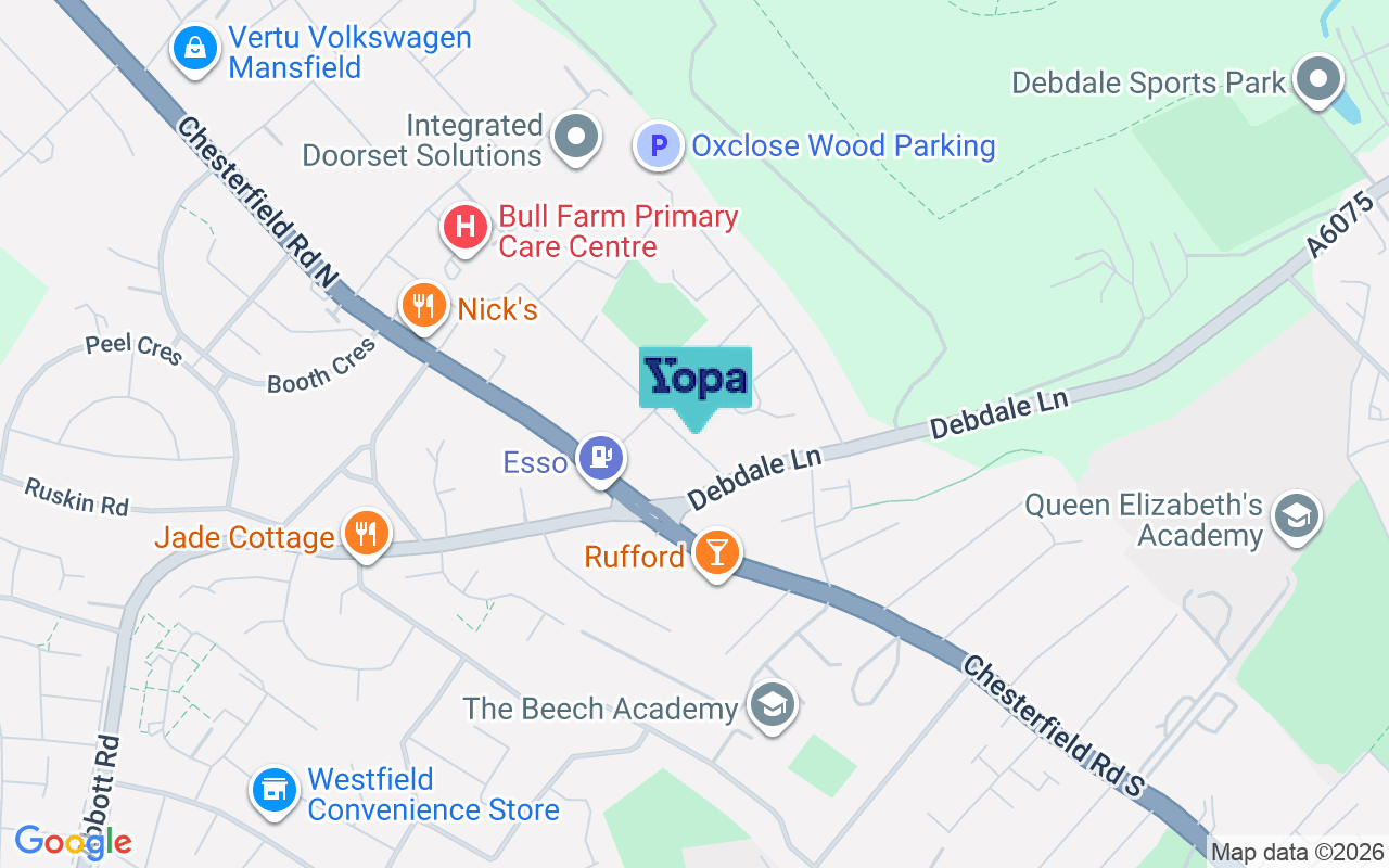 Map showing the location of NG19 7HN