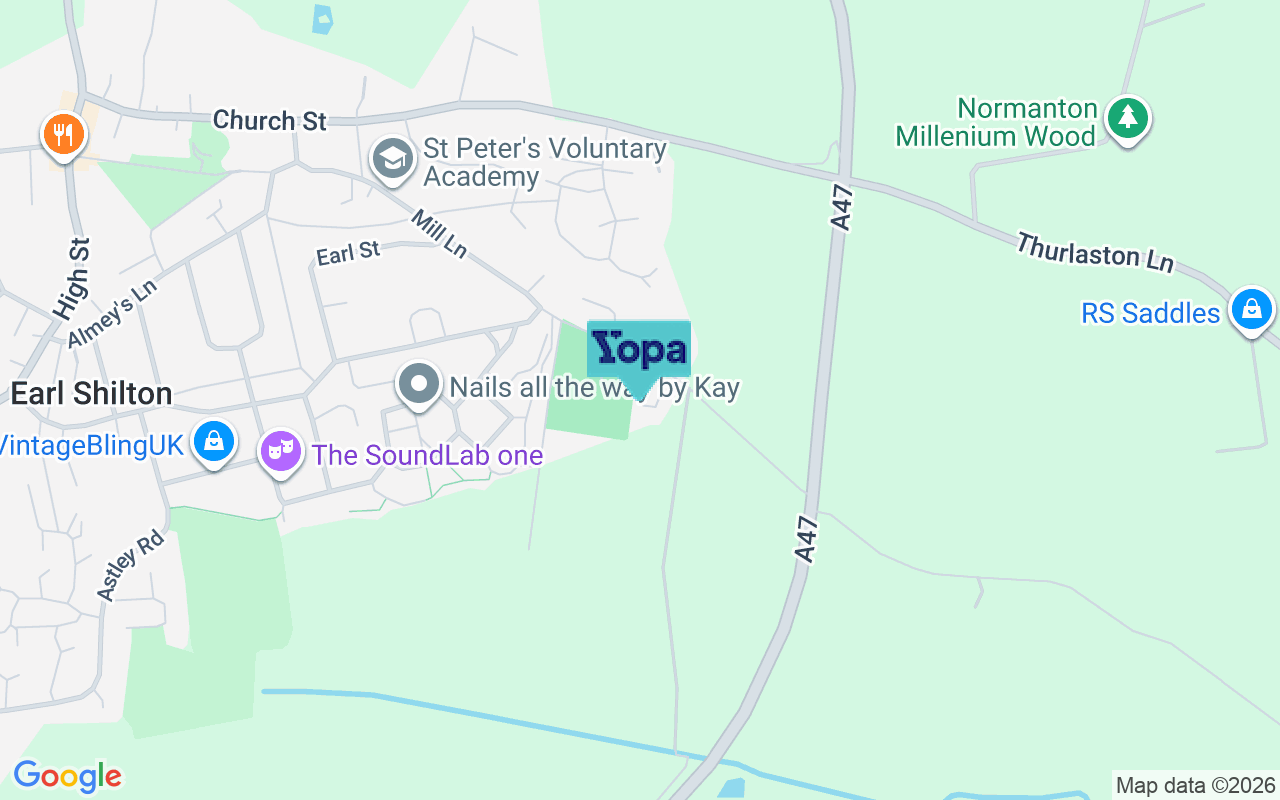 Map showing the location of LE9 7ED