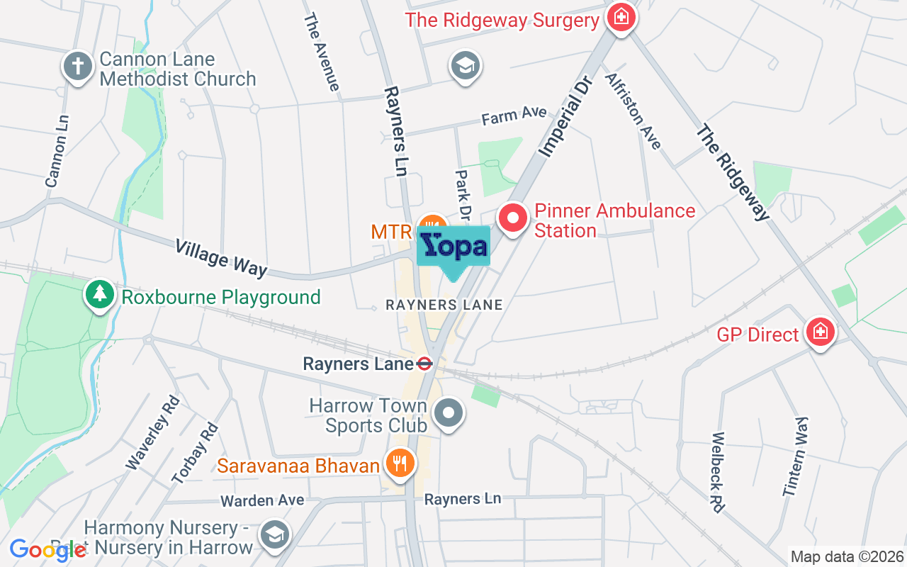 Map showing the location of HA2 7HA