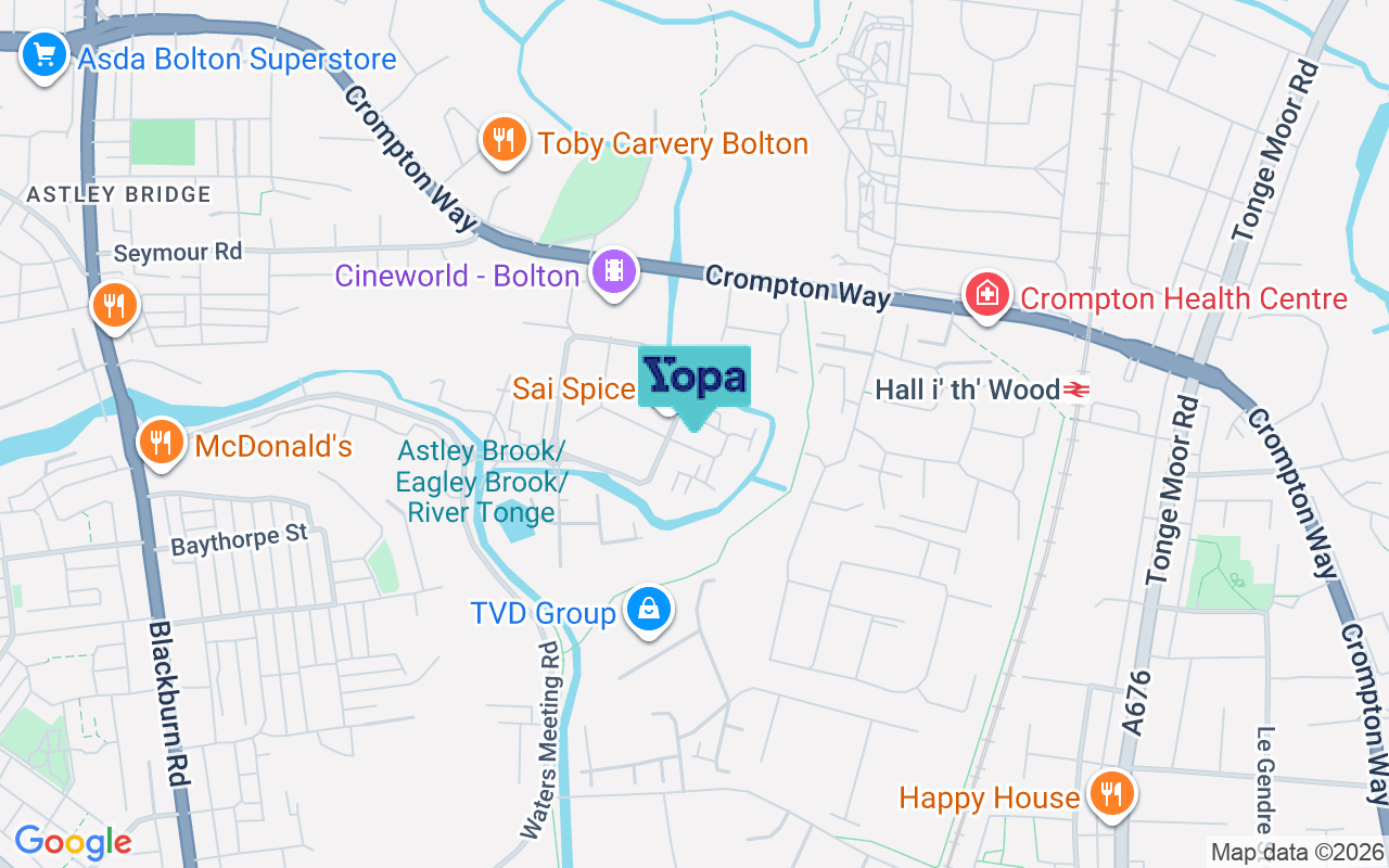 Map showing the location of BL1 8RT