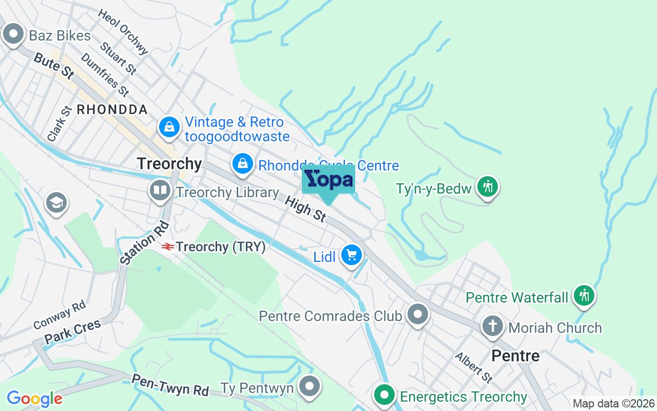 Map showing the location of CF42 6PG