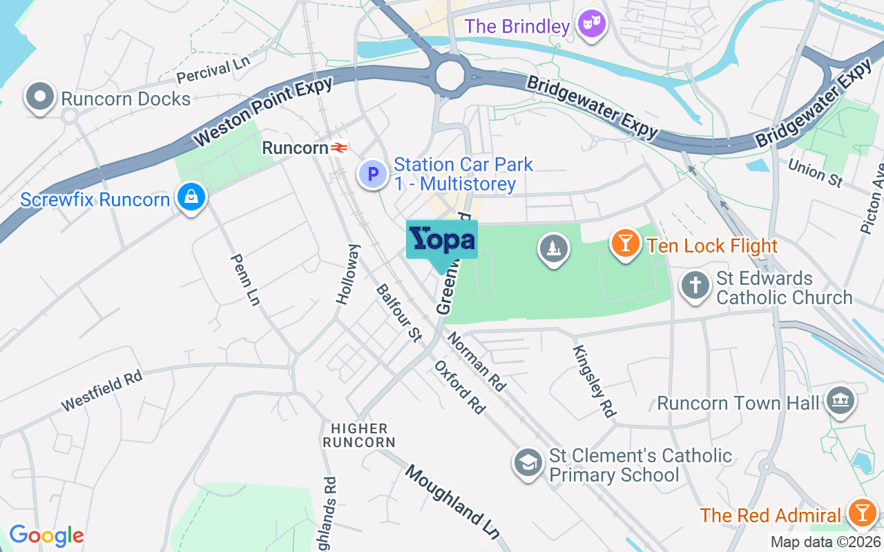 Map showing the location of WA7 5BS