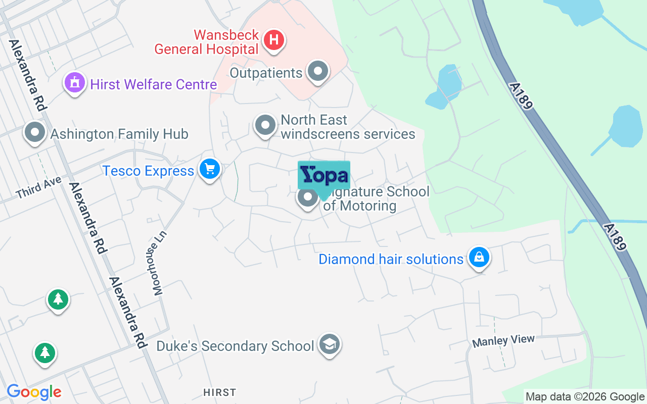 Map showing the location of NE63 9GT