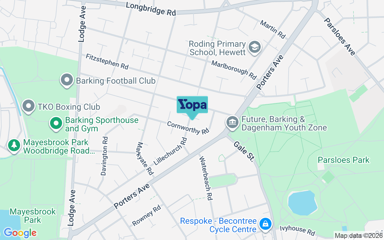 Map showing the location of RM8 2BG