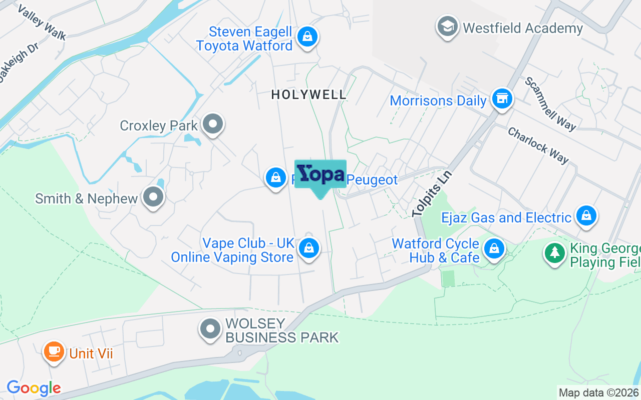 Map showing the location of WD18 6AH