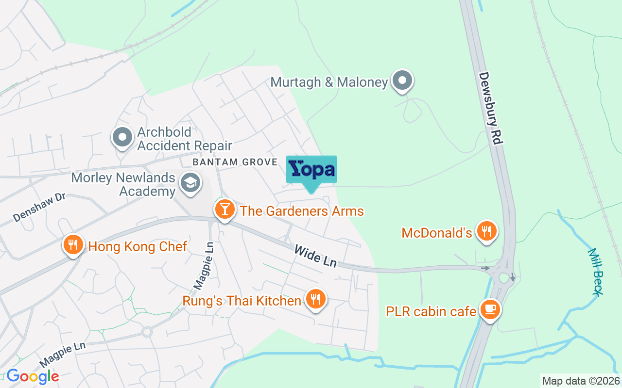 Map showing the location of LS27 8SP
