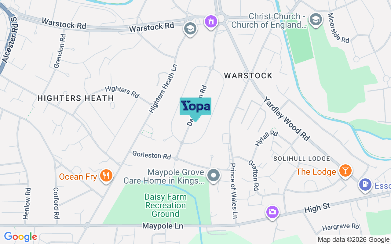 Map showing the location of B14 4QN
