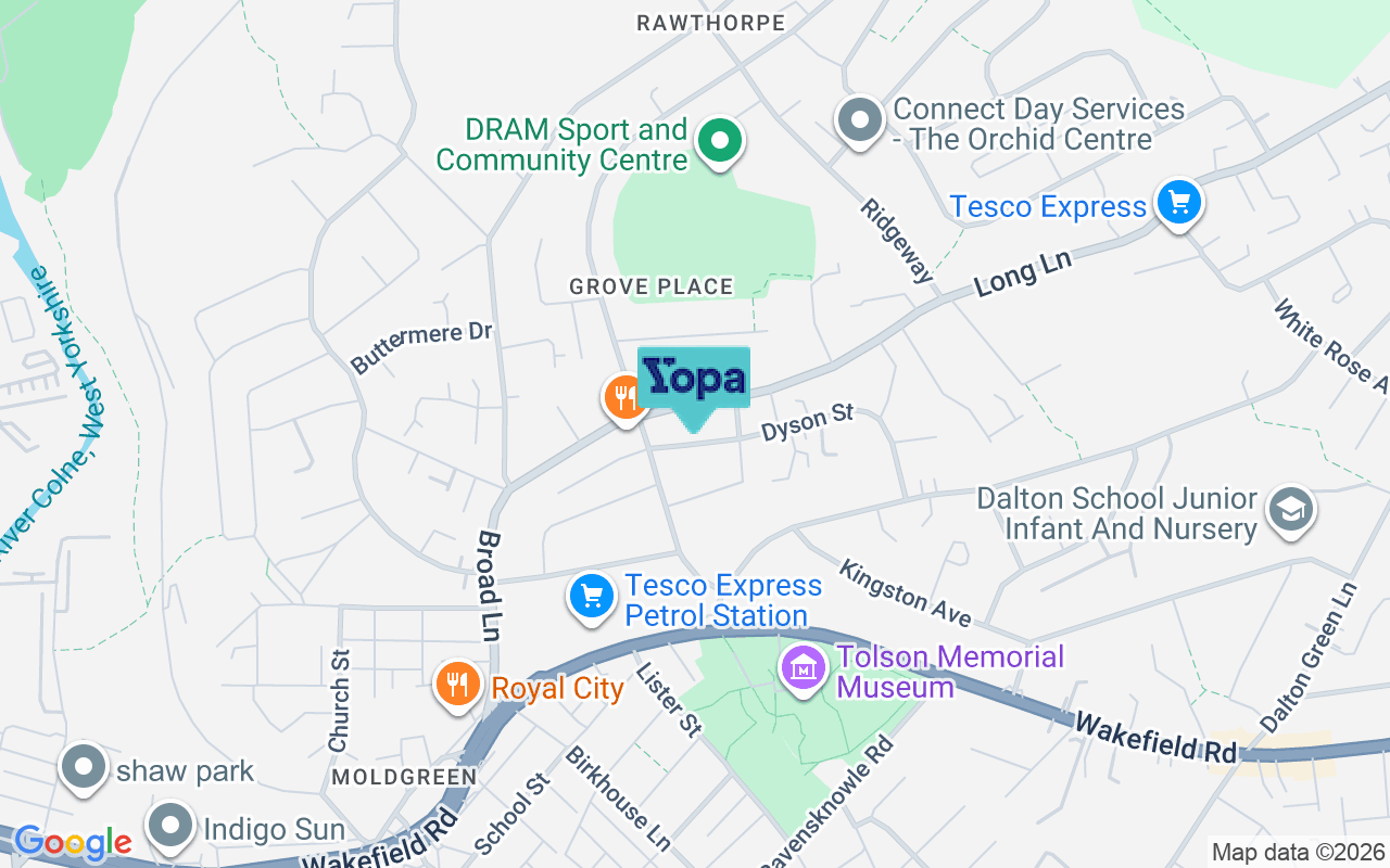 Map showing the location of HD5 9LT
