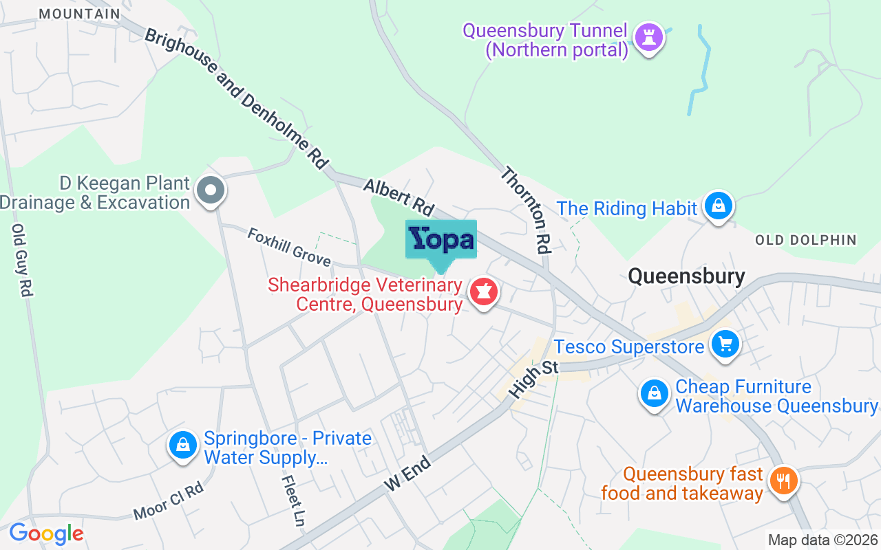 Map showing the location of BD13 2QF