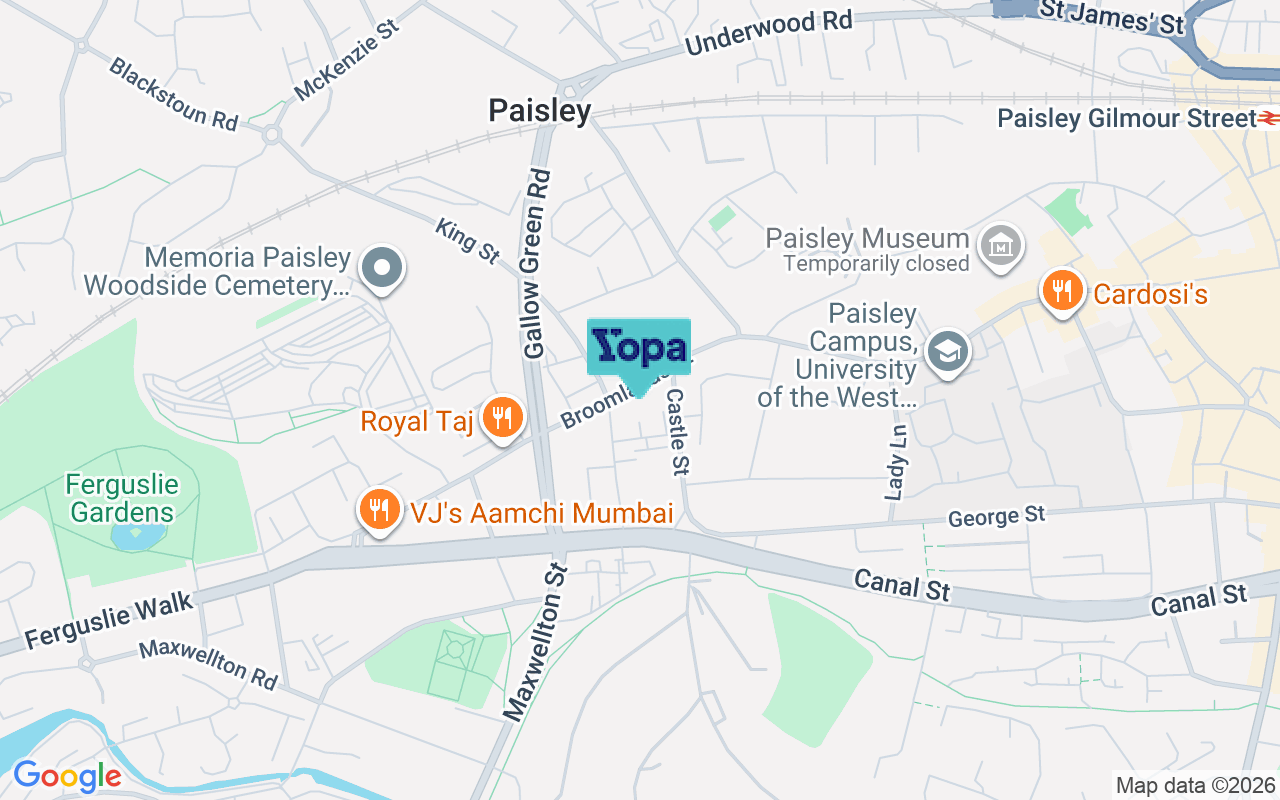 Map showing the location of PA1 2LS