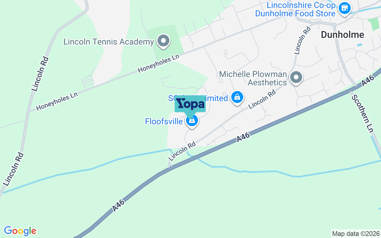 Map showing the location of LN2 3TA