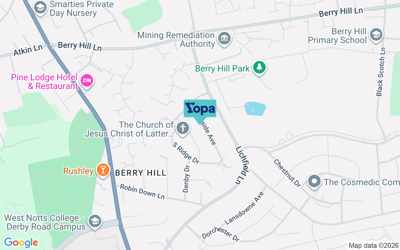 Map showing the location of NG18 4RH