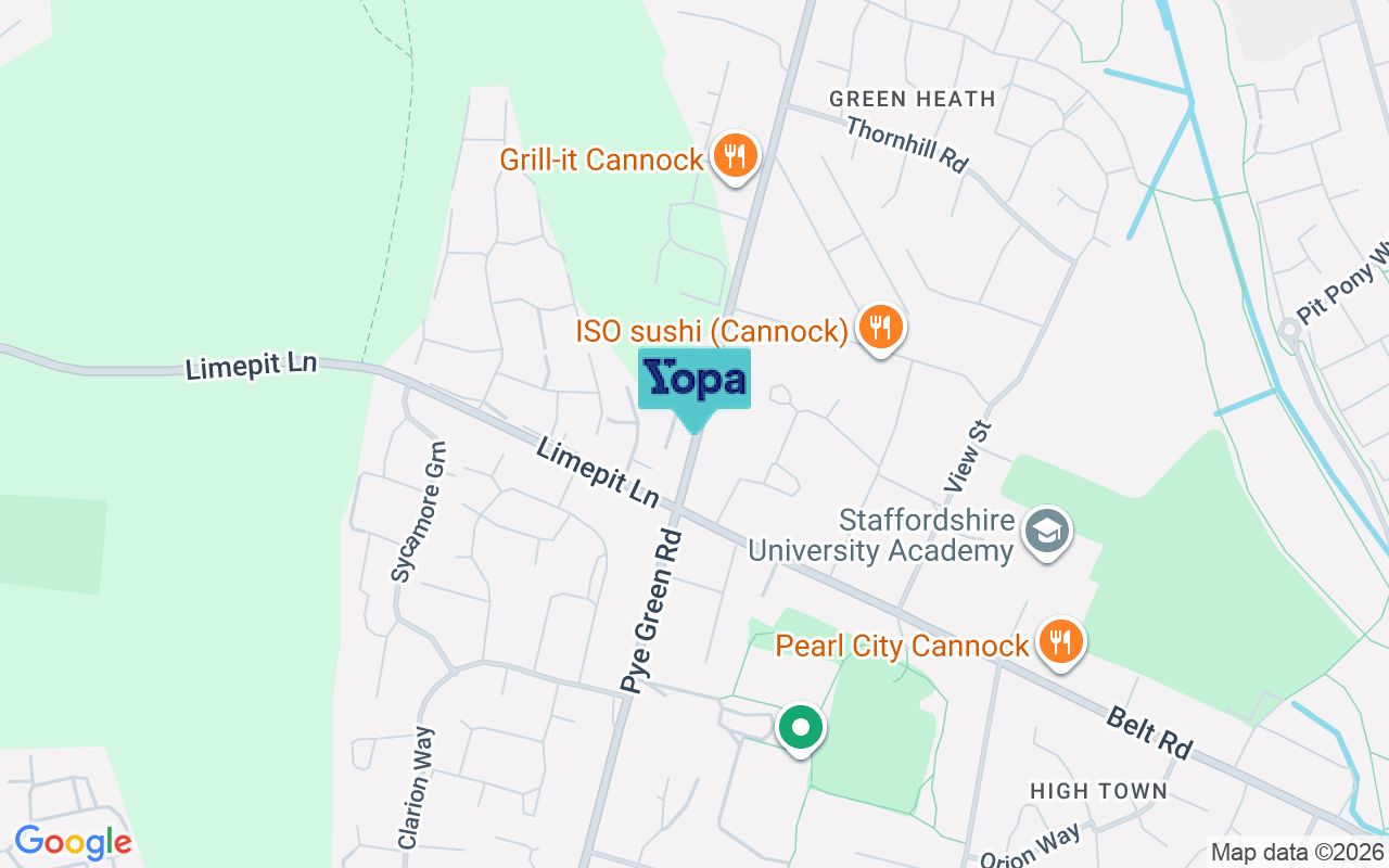 Map showing the location of WS12 4HS