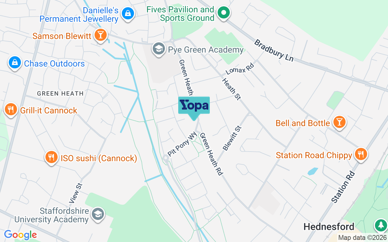 Map showing the location of WS12 4GP