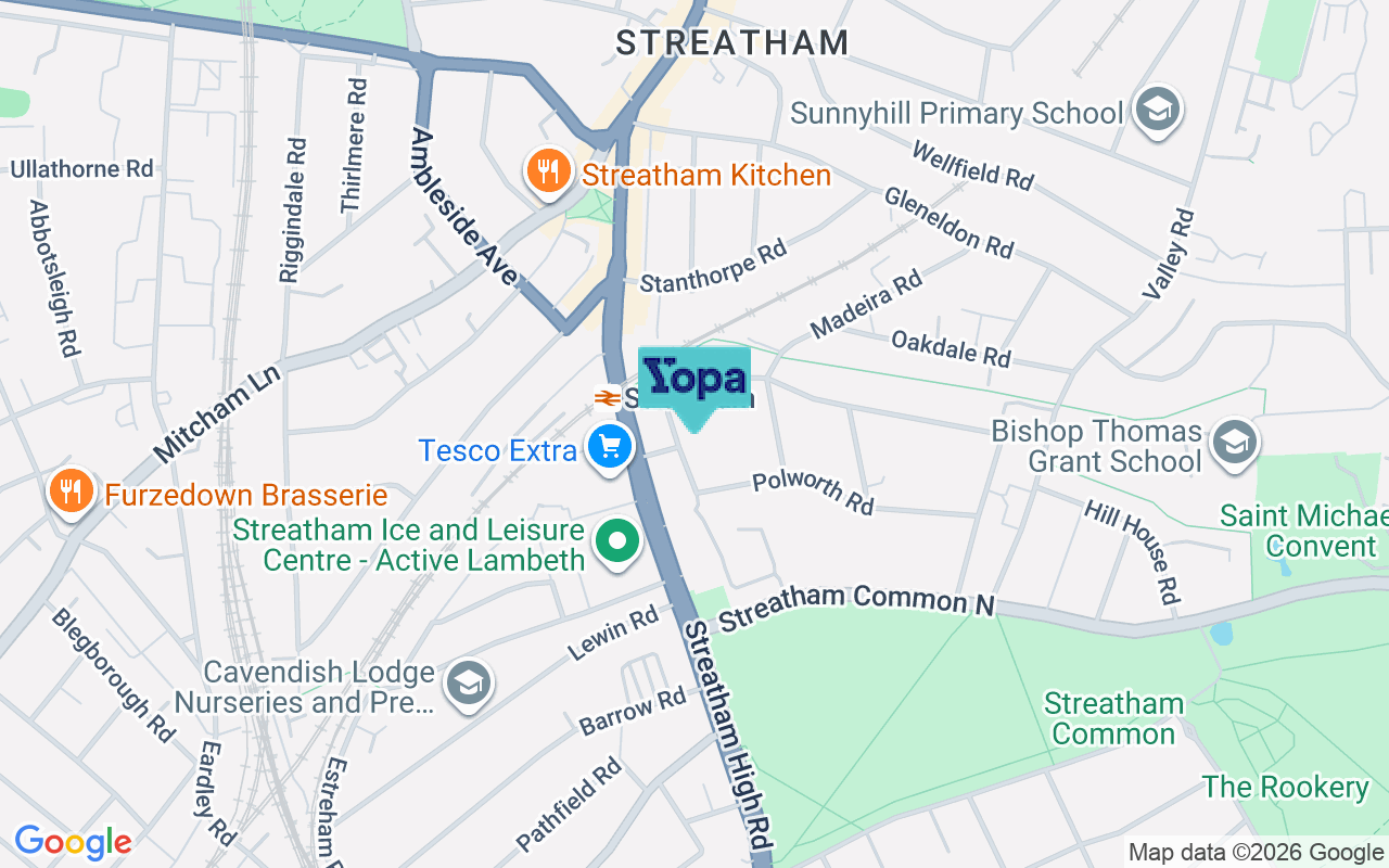 Map showing the location of SW16 2EQ
