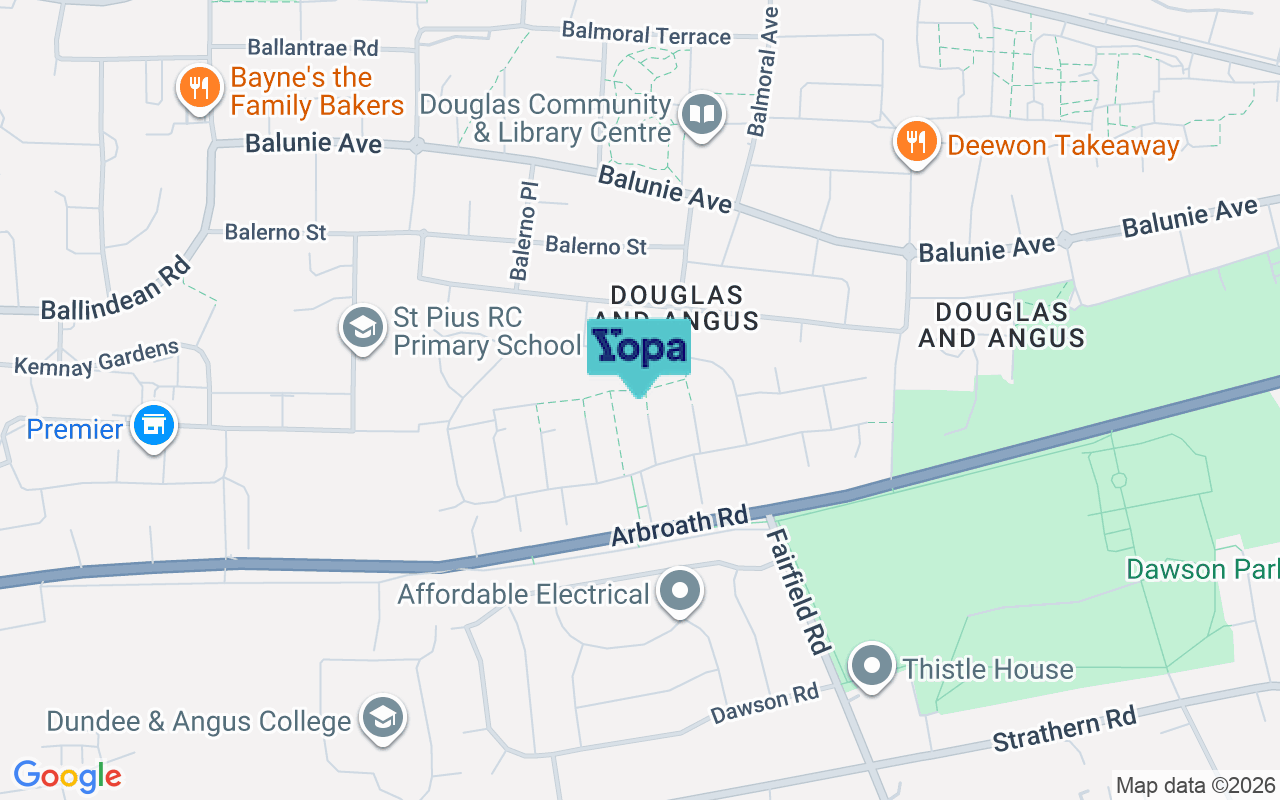 Map showing the location of DD5 1QS