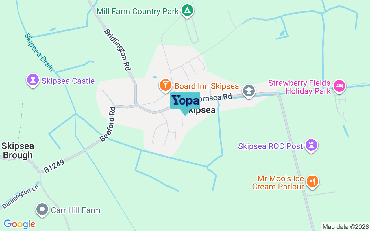 Map showing the location of YO25 8SL