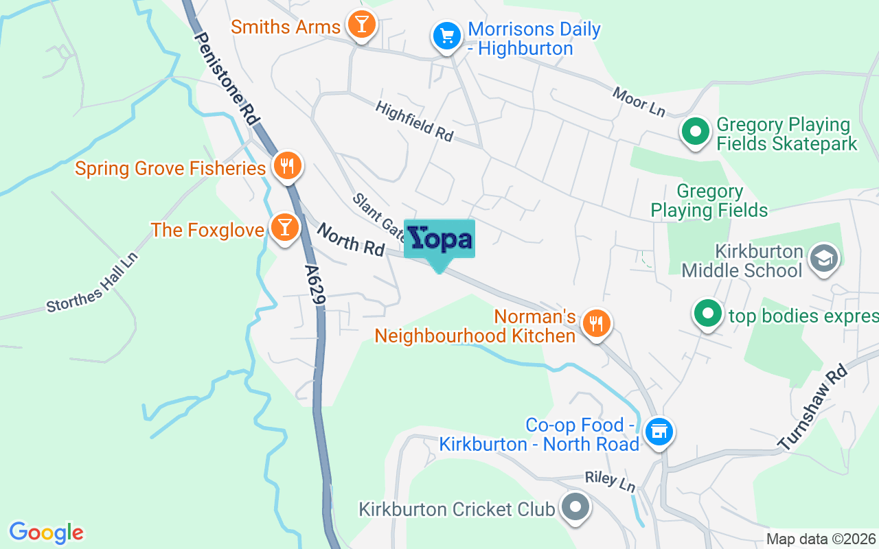 Map showing the location of HD8 0NX
