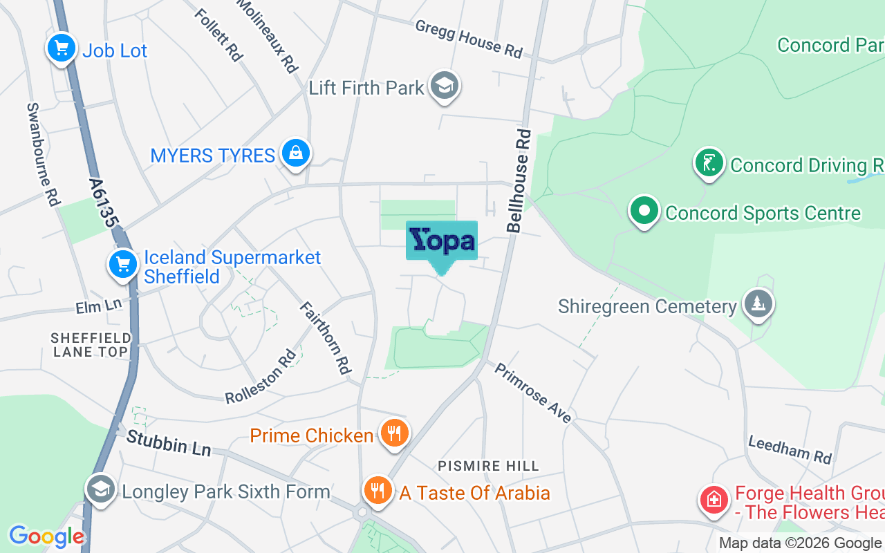 Map showing the location of S5 6EE