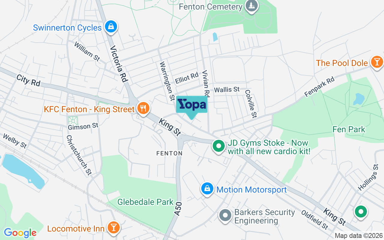 Map showing the location of ST4 3JB