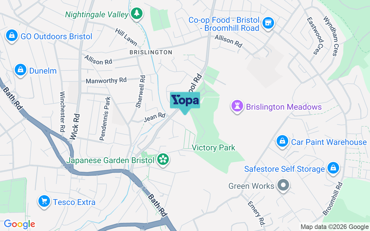 Map showing the location of BS4 4ND