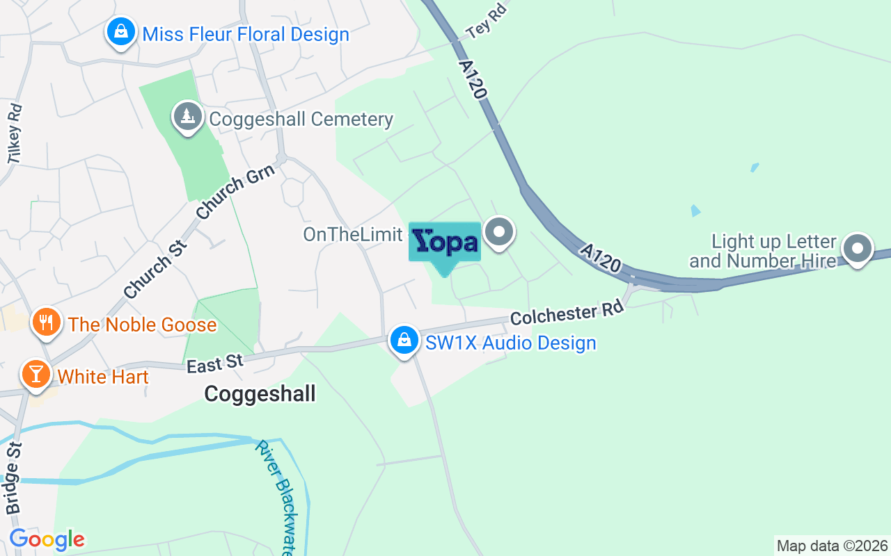 Map showing the location of CO6 1ZN