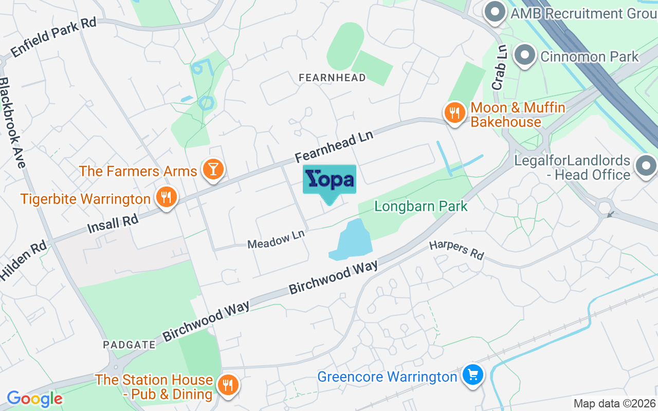 Map showing the location of WA2 0PU
