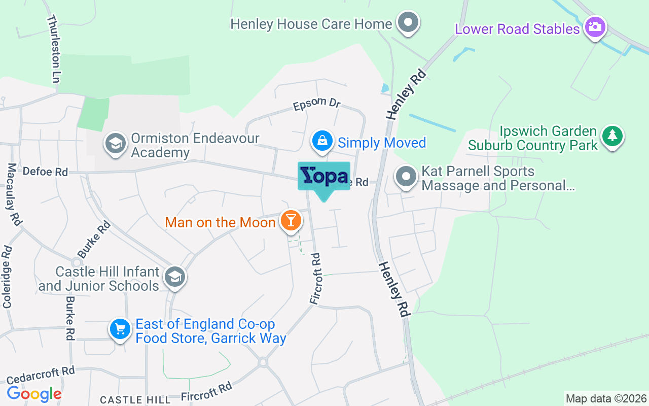 Map showing the location of IP1 6PY