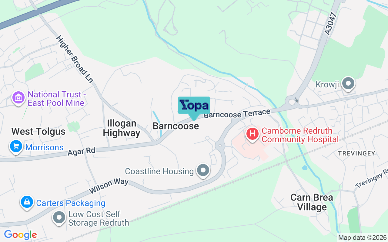Map showing the location of TR15 3EP