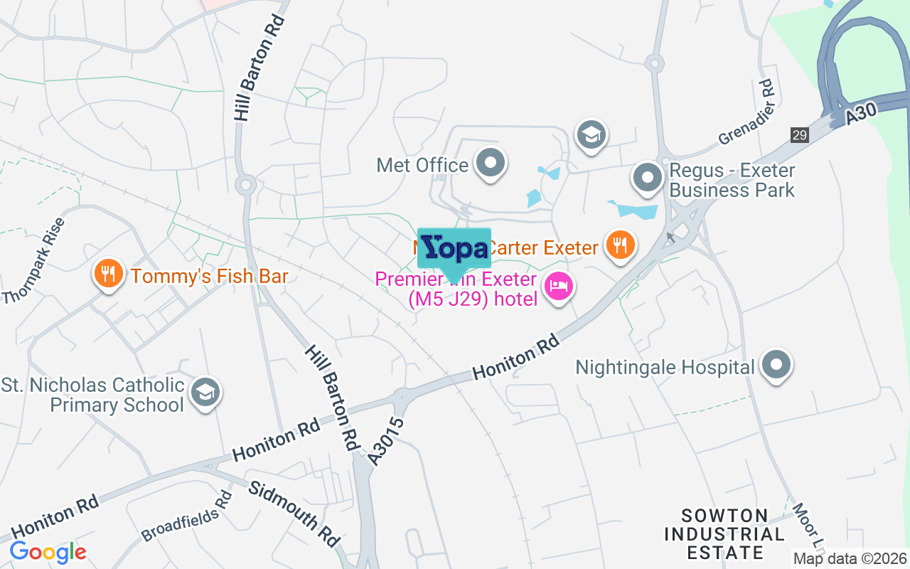 Map showing the location of EX1 3XB
