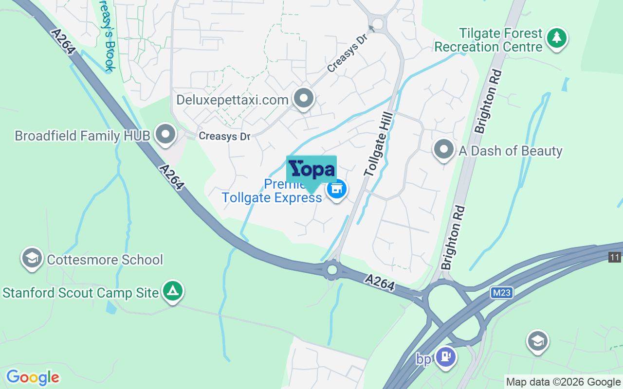 Map showing the location of RH11 9TX