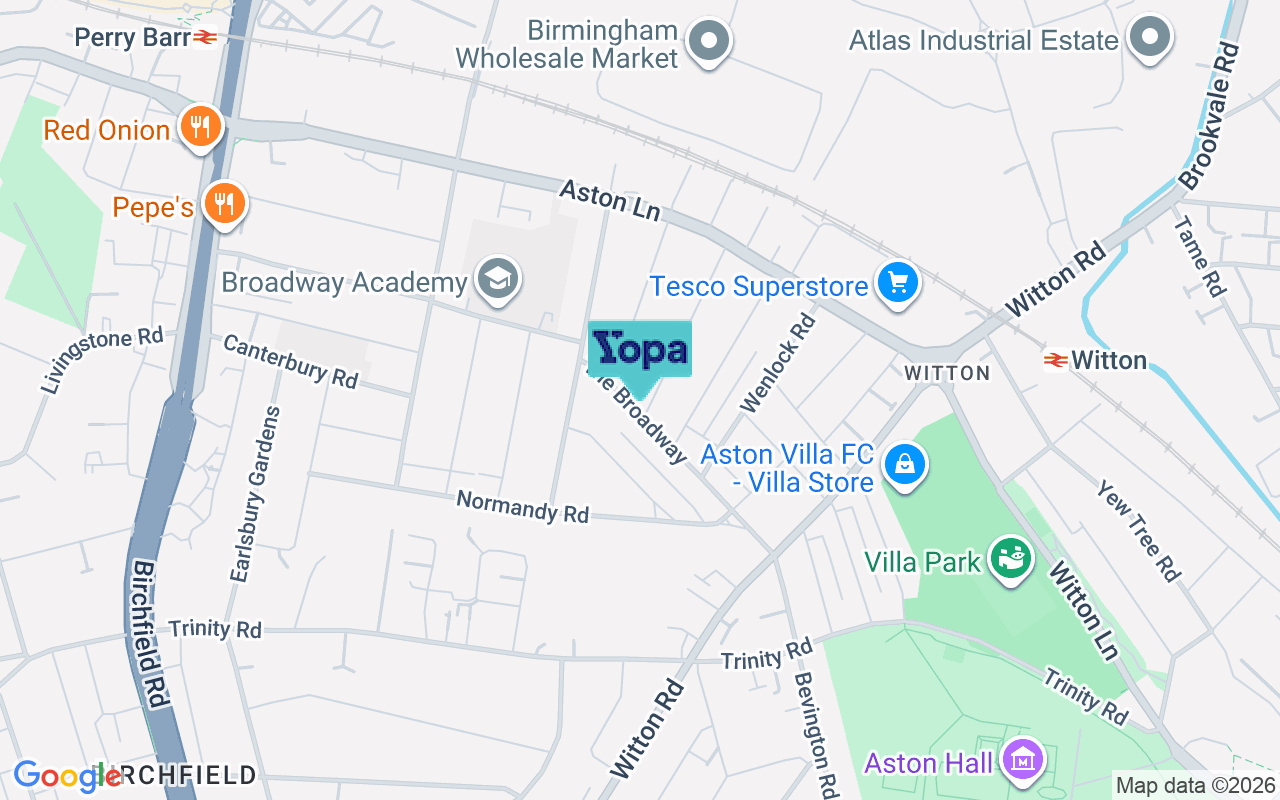 Map showing the location of B20 3DY