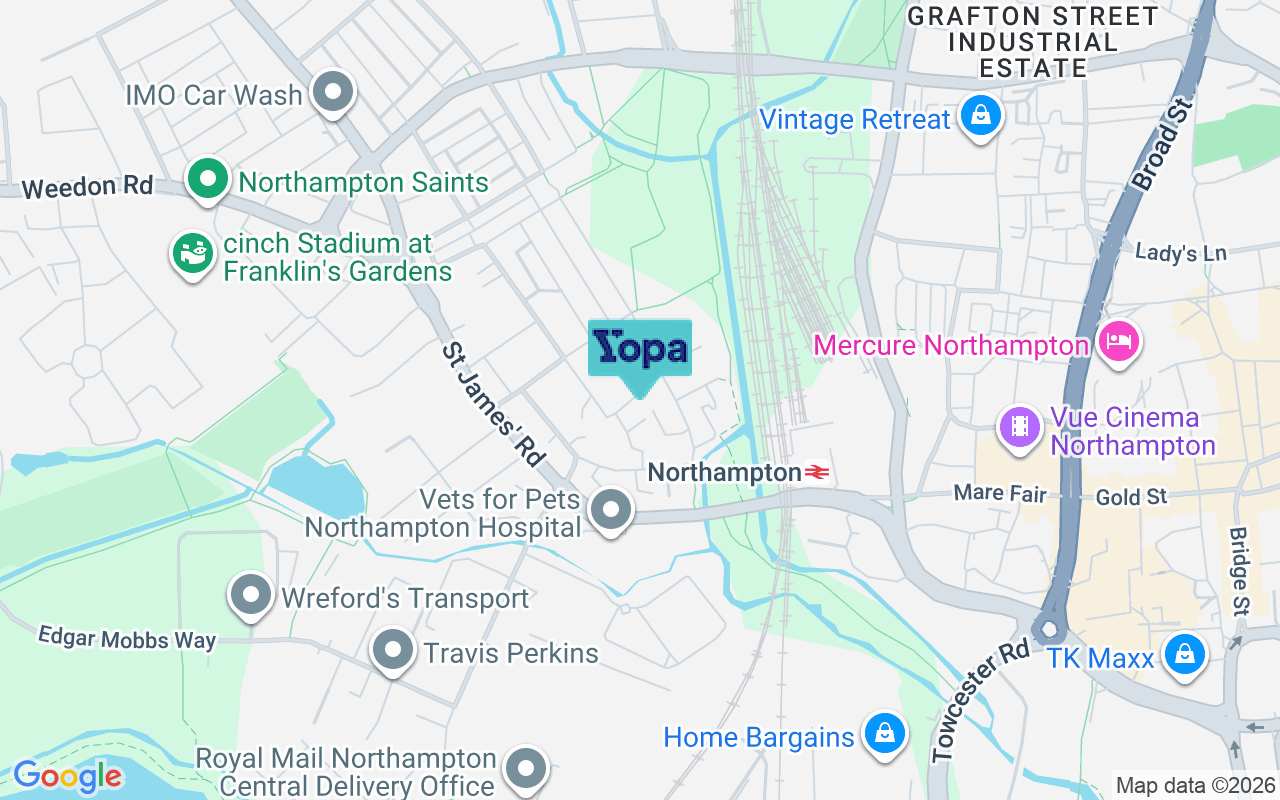 Map showing the location of NN5 5DU