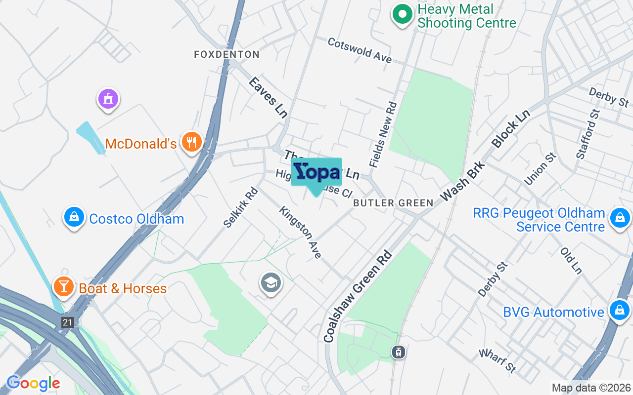 Map showing the location of OL9 8LW