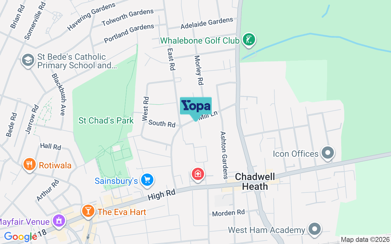 Map showing the location of RM6 6YH