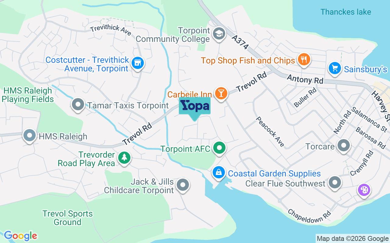 Map showing the location of PL11 2NA