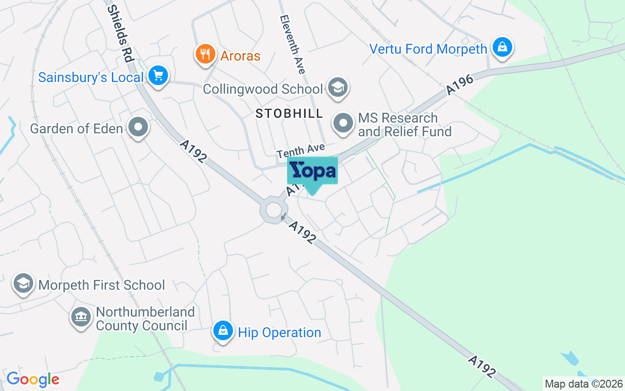 Map showing the location of NE61 2BF
