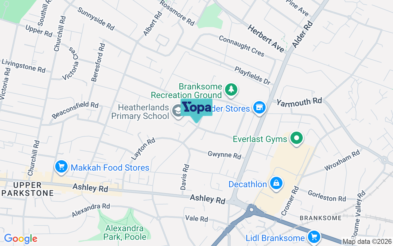 Map showing the location of BH12 2BG