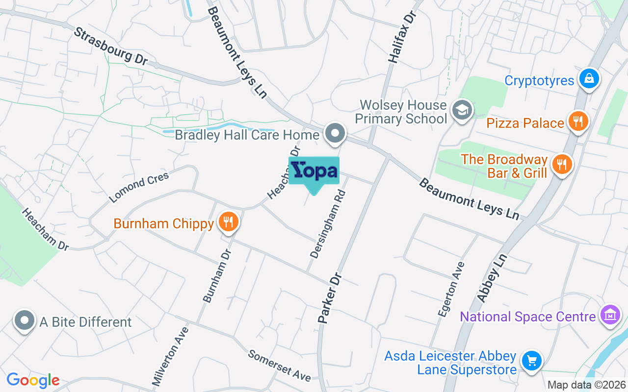 Map showing the location of LE4 0LN