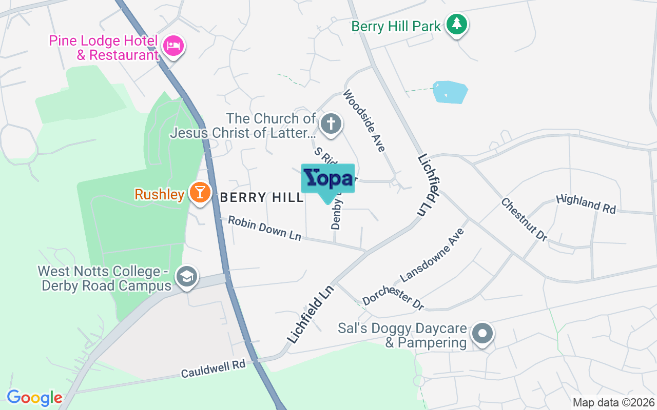 Map showing the location of NG18 4SS
