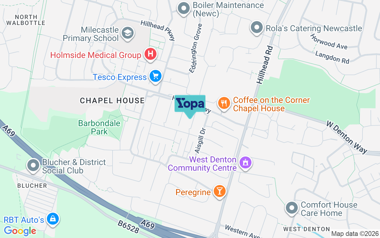 Map showing the location of NE5 1DU