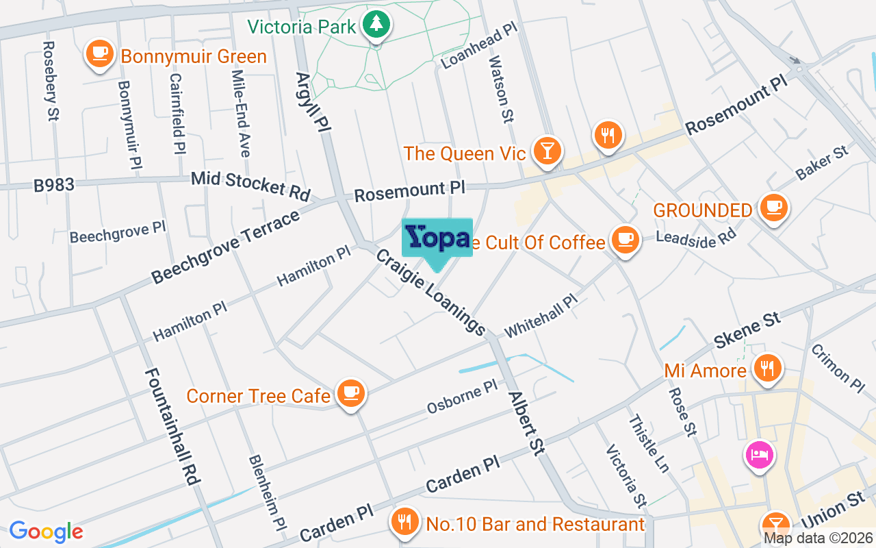 Map showing the location of AB25 2LA