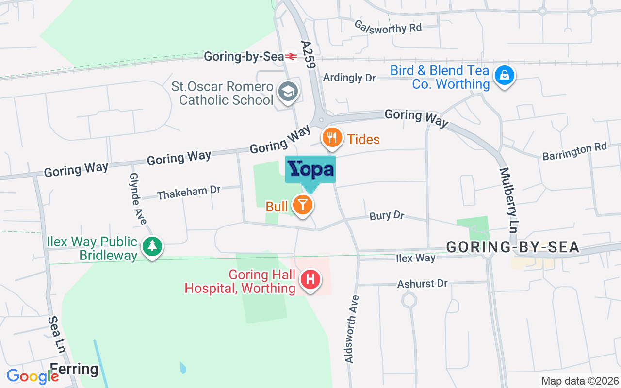 Map showing the location of BN12 5AN